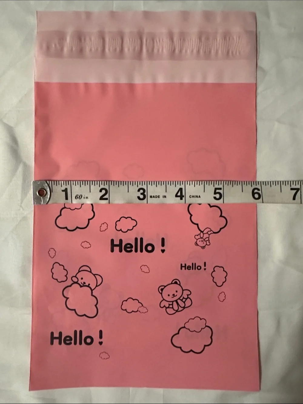 Pink Cute Teddy Bear Hello Clouds Poly Mailers 6x8 Shipping Bags - 30 Pack